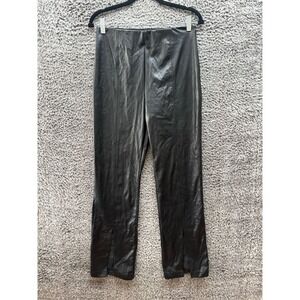 Peter Som‎ Collective High Rise Leather Split Hem Pants Black Womens Size 6